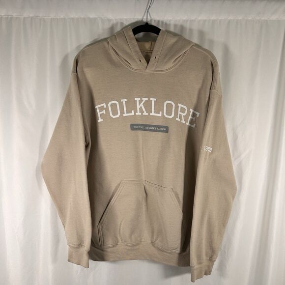 Taylor Swift Tops - Taylor Swift Folklore Hoodie Women's Medium Light Brown Pockets Pullover